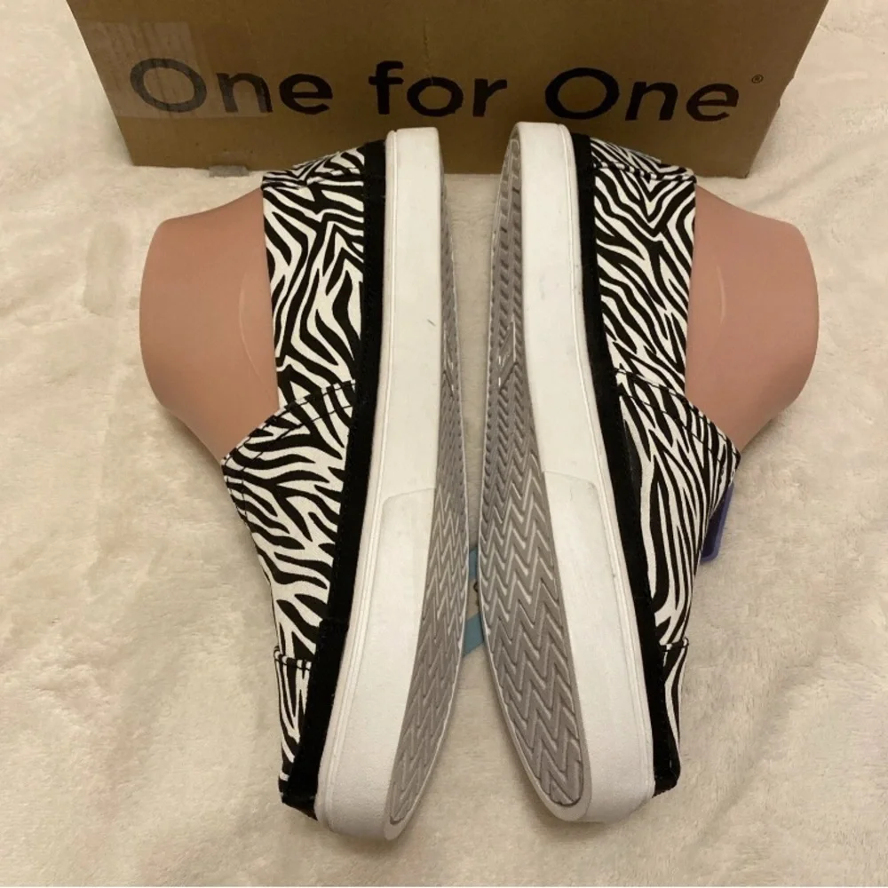 Toms Black and White Zebra Print Sneakers